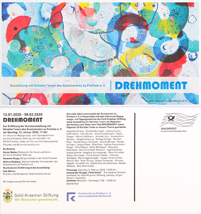 Einladung Drehmoment Ausstellung 2020 in Frechen