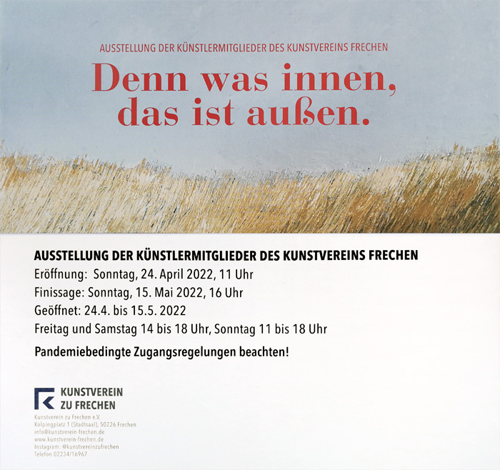 Einladung Kunstverein Frechen Ausstellung 2022